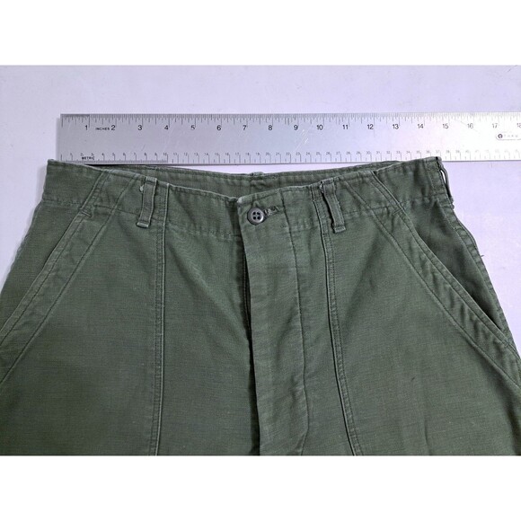 VINTAGE US Army Pants 32x29 Green OG 107 Trouser Cotton Sateen Button RARE - Picture 10 of 11